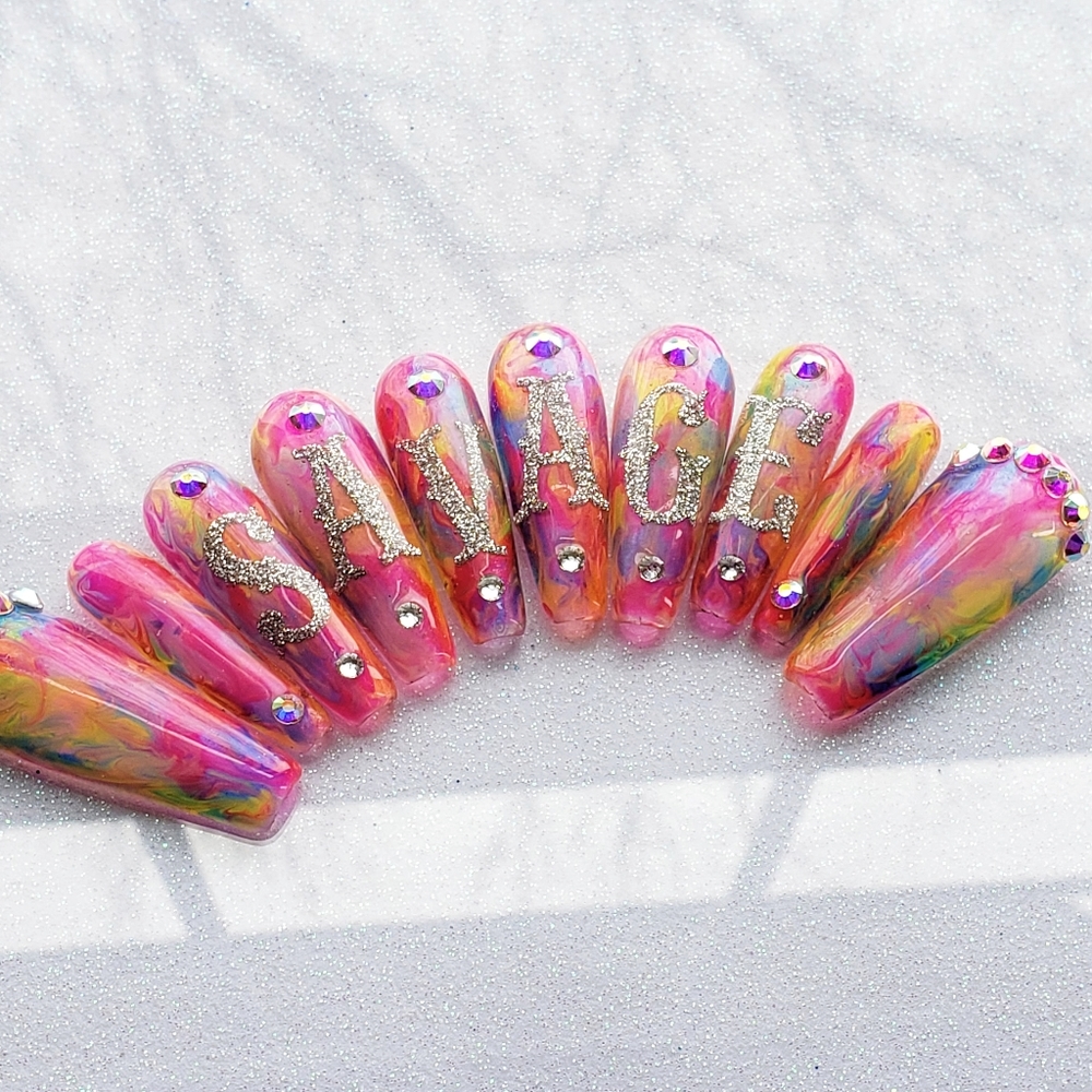 SAVAGE Reusable Fashionable  Press on Nails - Picture 2 of 5